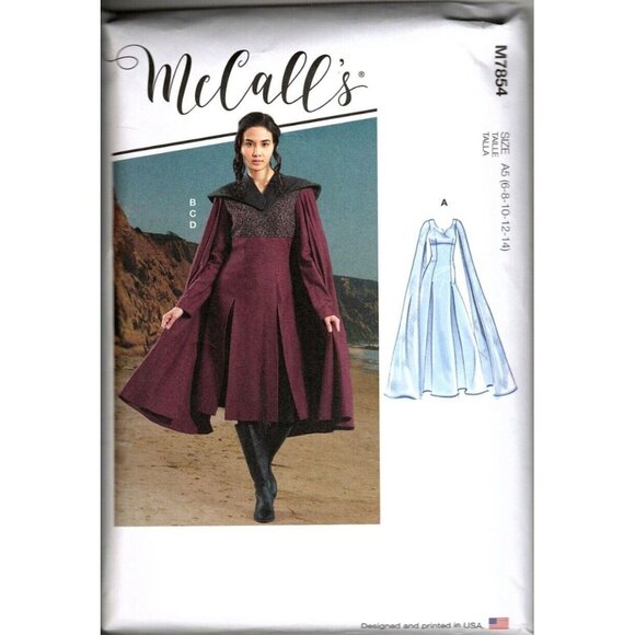 McCalls M7854 6 to 14 Costume Dress, Cloak Cosplay Steampunk Sewing Pattern GoT - Picture 1 of 9